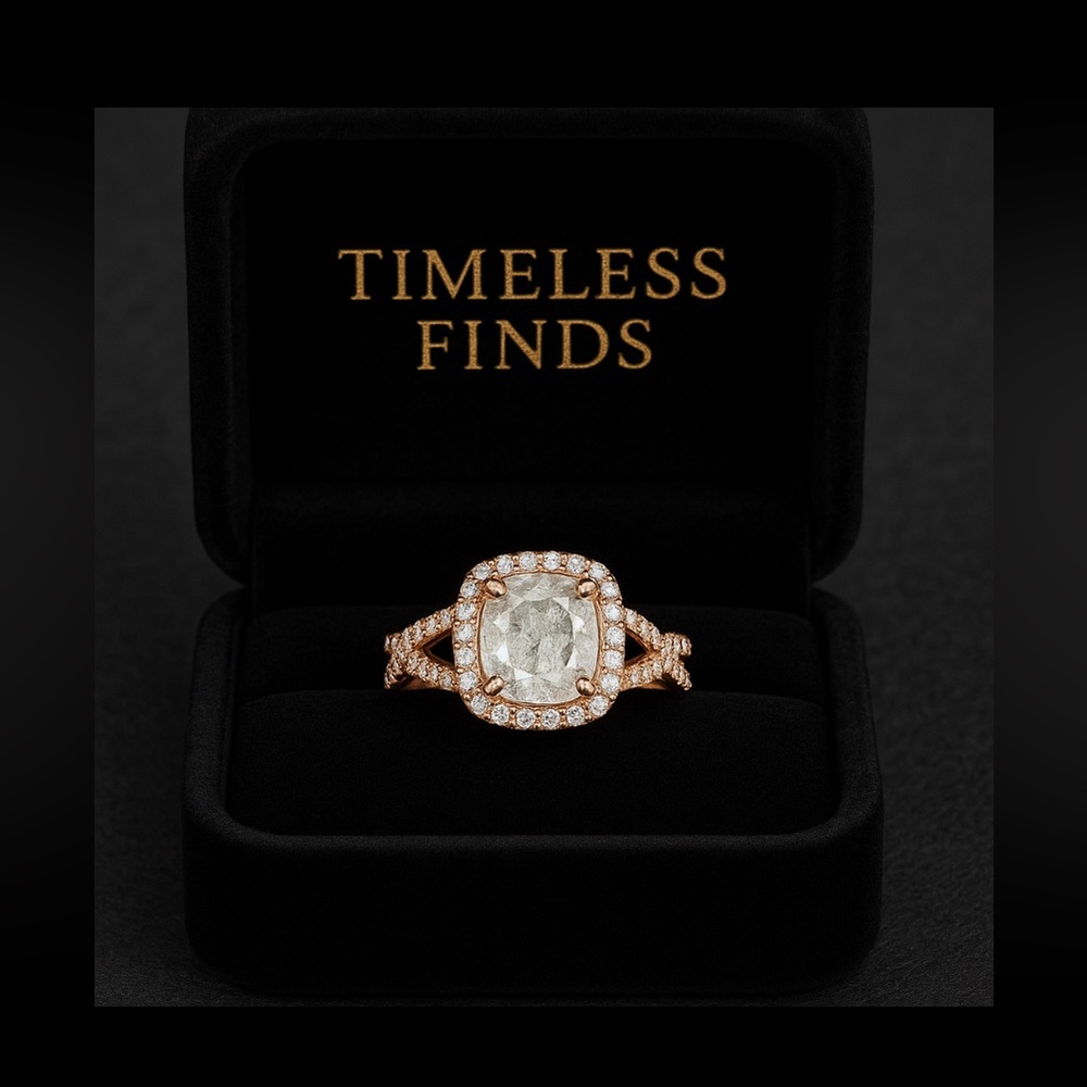 10K Rose Gold Diamond and Quartz Fancy Split Shank ring